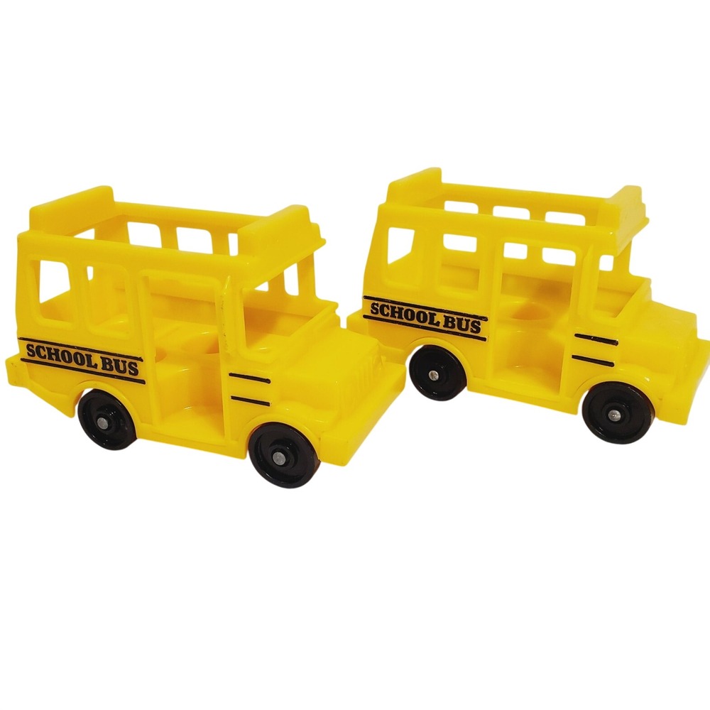 1988 Fisher Price Little People Vintage Mini School Buses Yellow Set of 2